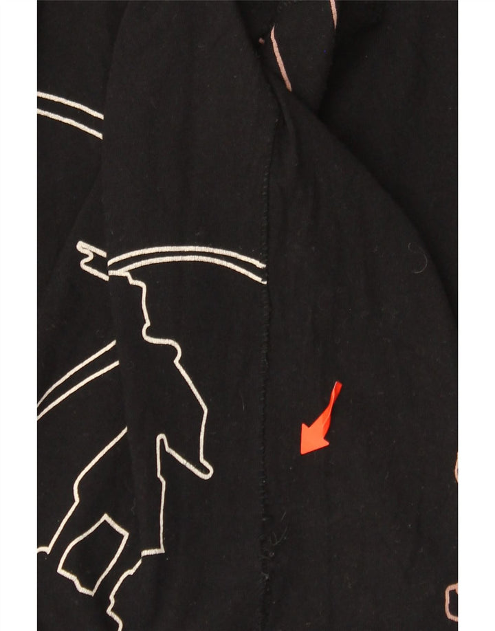 Desigual damski top Barcelona Graphic z długim rękawem, UK 12, średni czarny, bawełniany