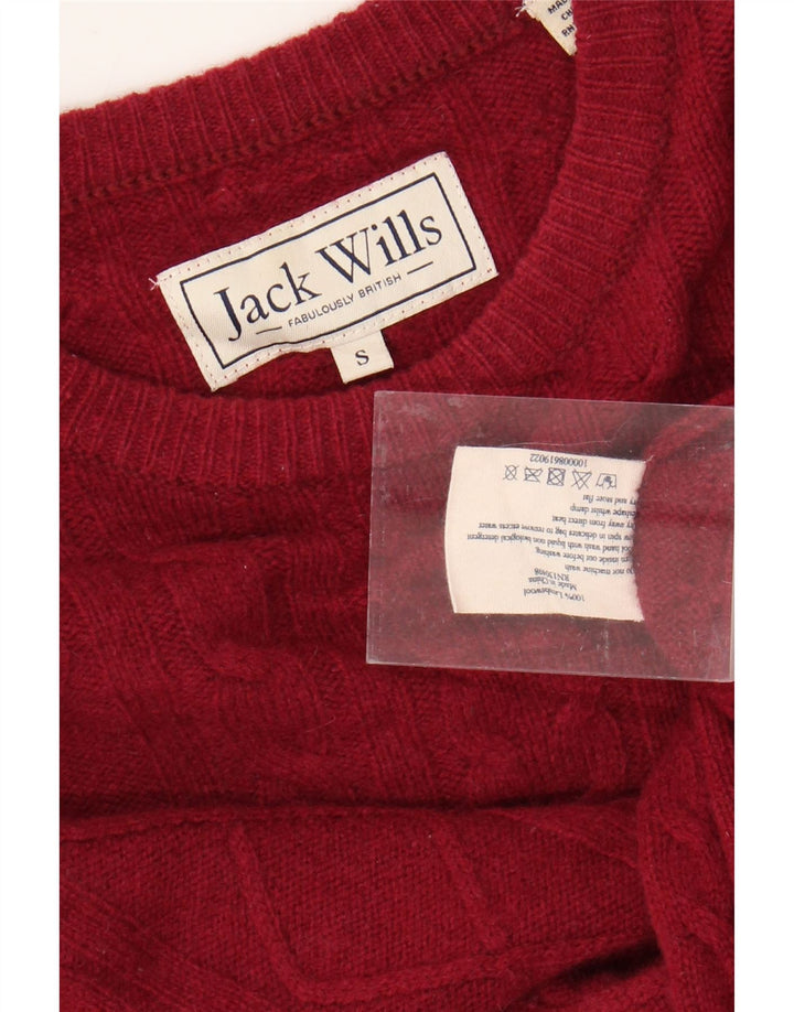 JACK WILLS Męski sweter z okrągłym dekoltem, mały, czerwony, wełniany