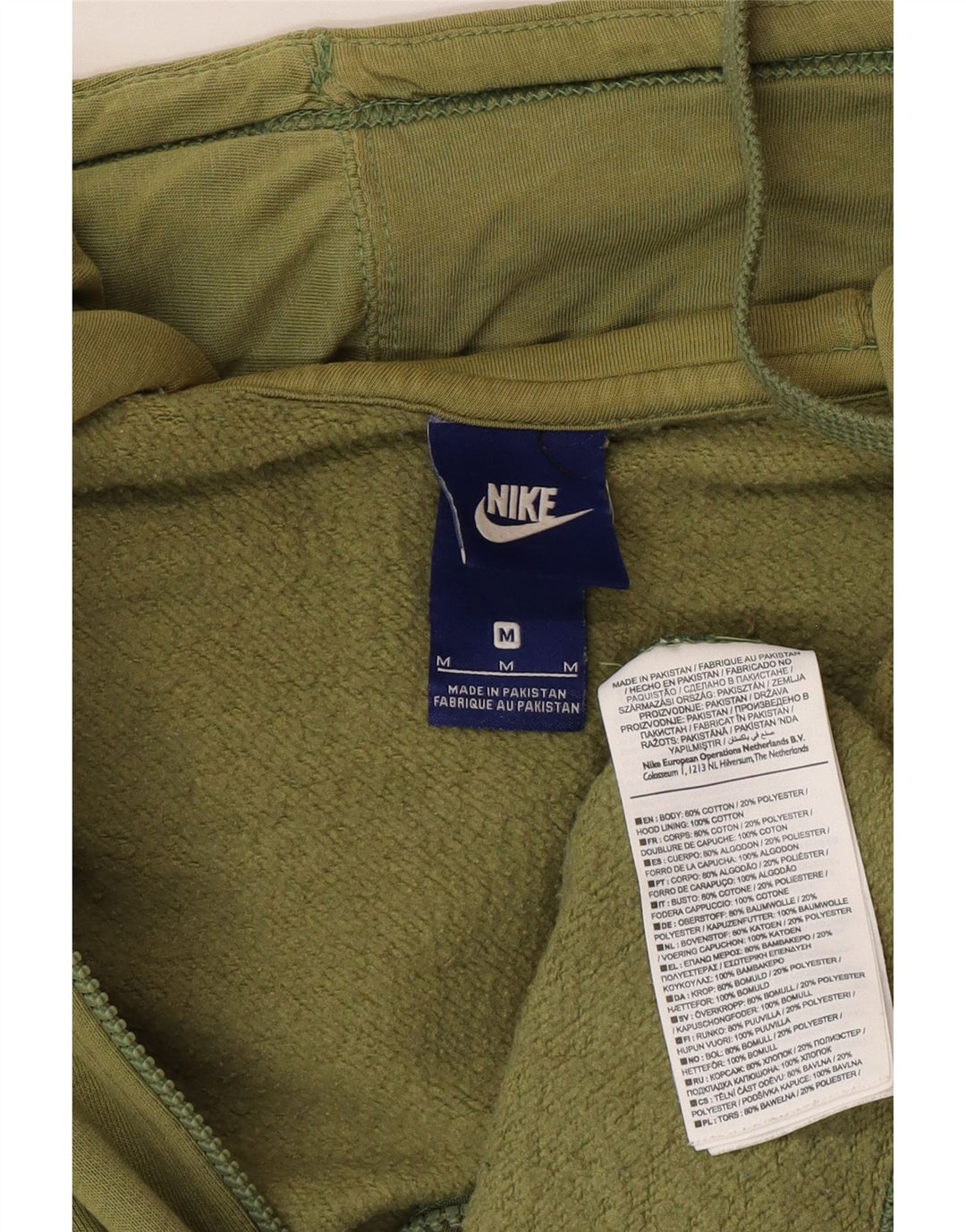 Męski sweter z kapturem i zamkiem Nike, bawełna w kolorze khaki