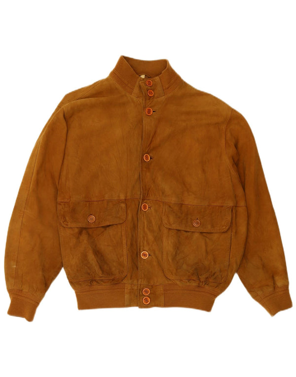 FABIO D Męska zamszowa kurtka bomber UK 40 duża beżowa skóra