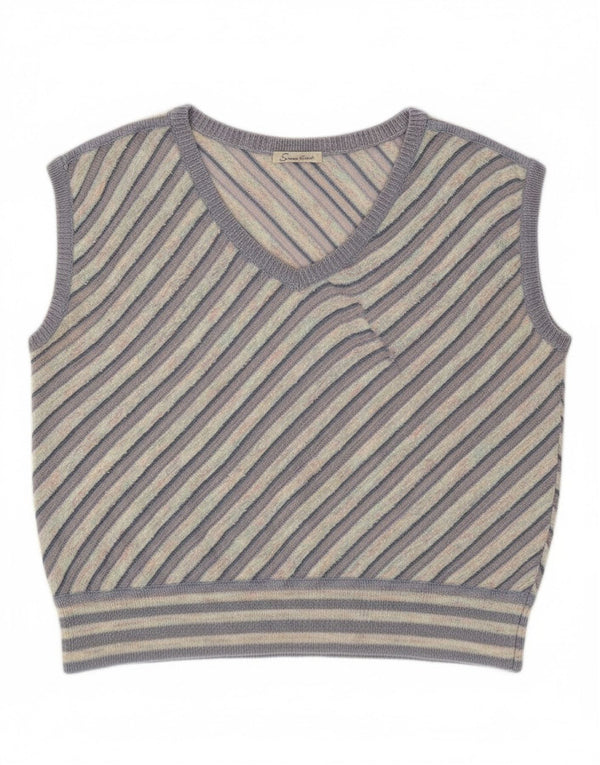 Vintage damski podkoszulek z kamizelką UK 12 w średnie fioletowe paski