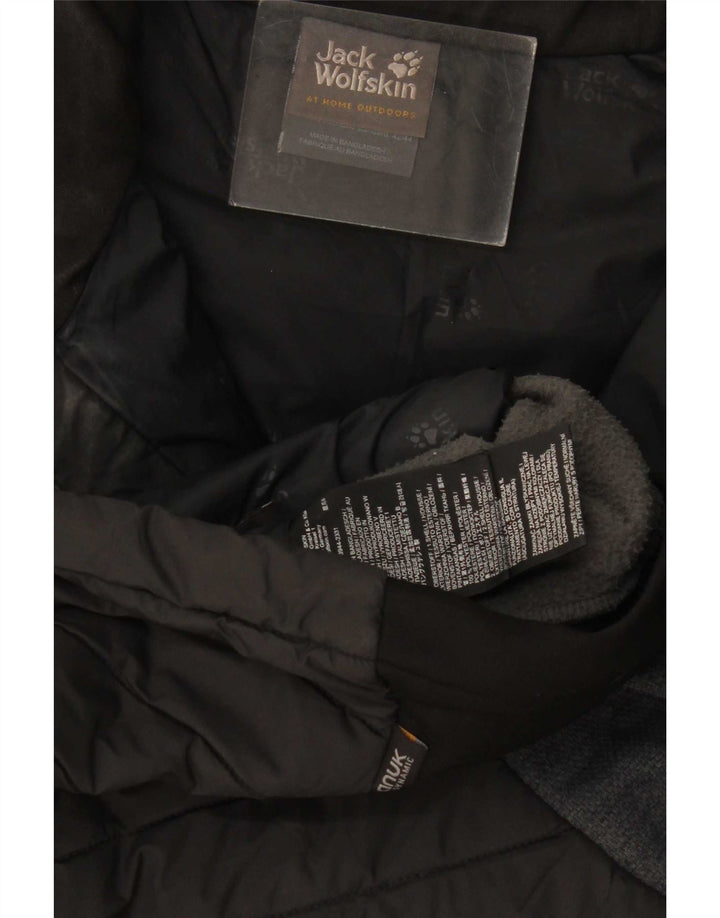 Damska ocieplana kurtka Jack Wolfskin UK 16, duża, czarna, poliestrowa w bloki kolorów