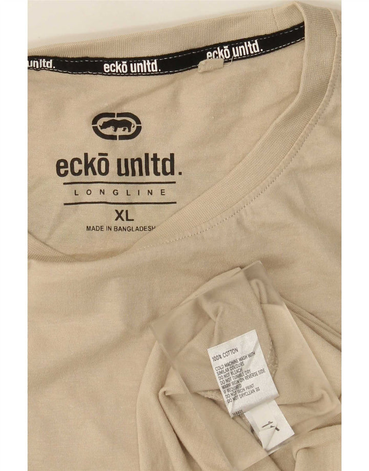 Męska koszulka z grafiką Ecko Unltd Top XL, beżowa, bawełniana