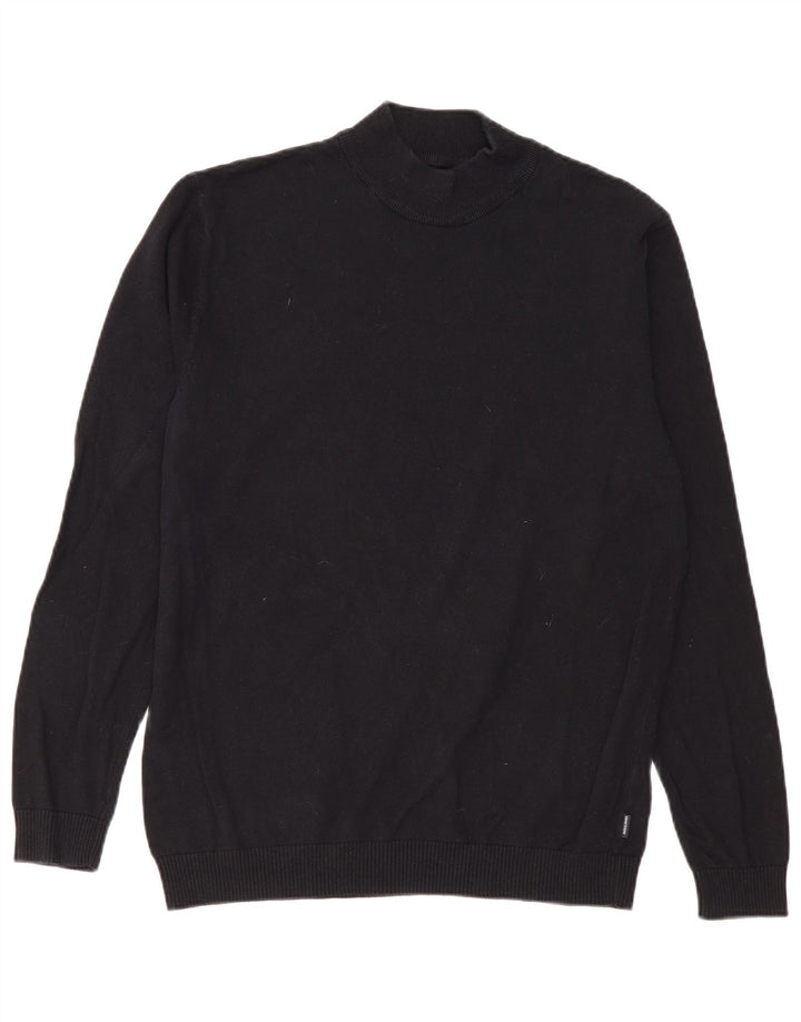 Jack & Jones Męski sweter z golfem, duży, czarny, bawełniany