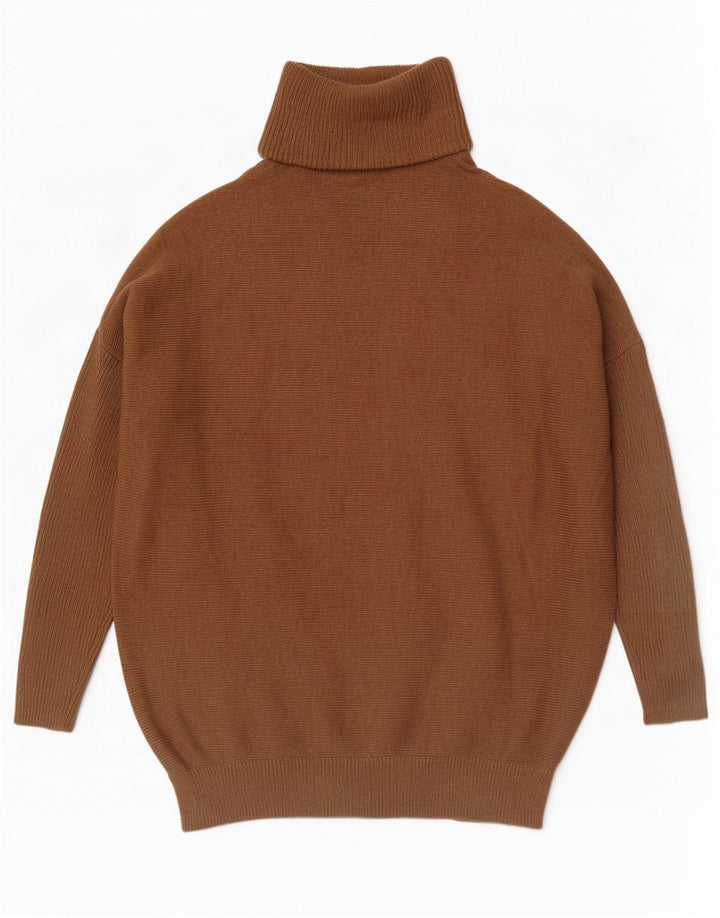 Damski sweter oversize Boden z golfem UK 10, mały, brązowy, bawełniany