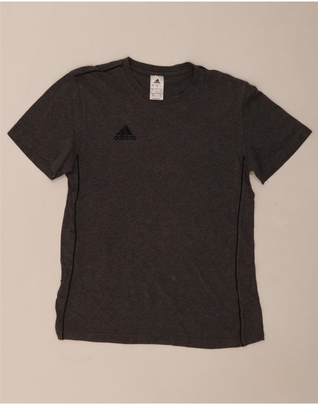 Męski T-shirt z grafiką ADIDAS, mały, szary, bawełniany