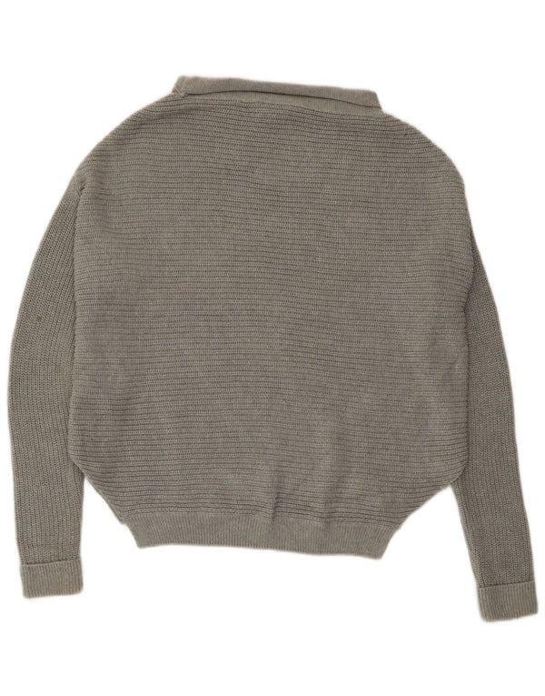 Topshop damski sweter oversize z golfem UK 10, mały, szary, bawełniany