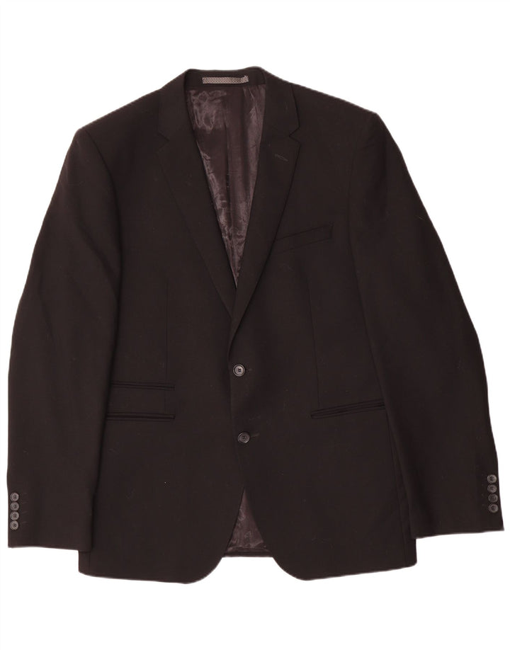 Marks & Spencer Mens Tailored Fit 2 Button Blazer Jacket UK 42 Large Black