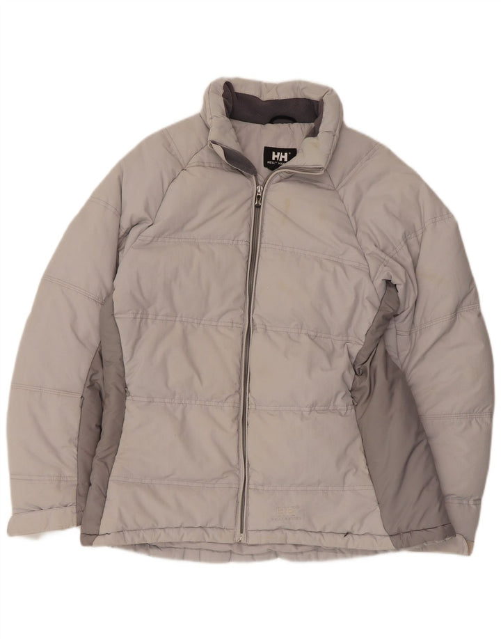 Damska kurtka wyściełana Helly Hansen UK 16, duży, szary nylon w bloki kolorów