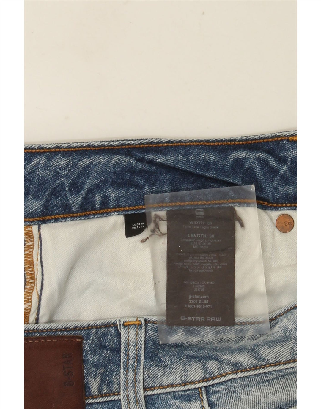 G-Star Męskie 3301 Slim Jeans W36 L38 Niebieska bawełna