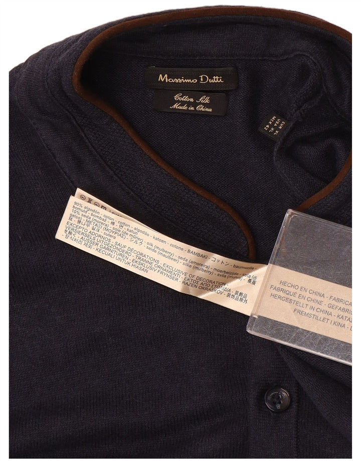 Męski sweter zapinany na guziki Massimo Dutti XL, granatowy, bawełniany