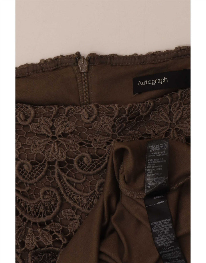 Marks & Spencer Damska prosta spódnica z autografem UK 12 Medium W30 Khaki
