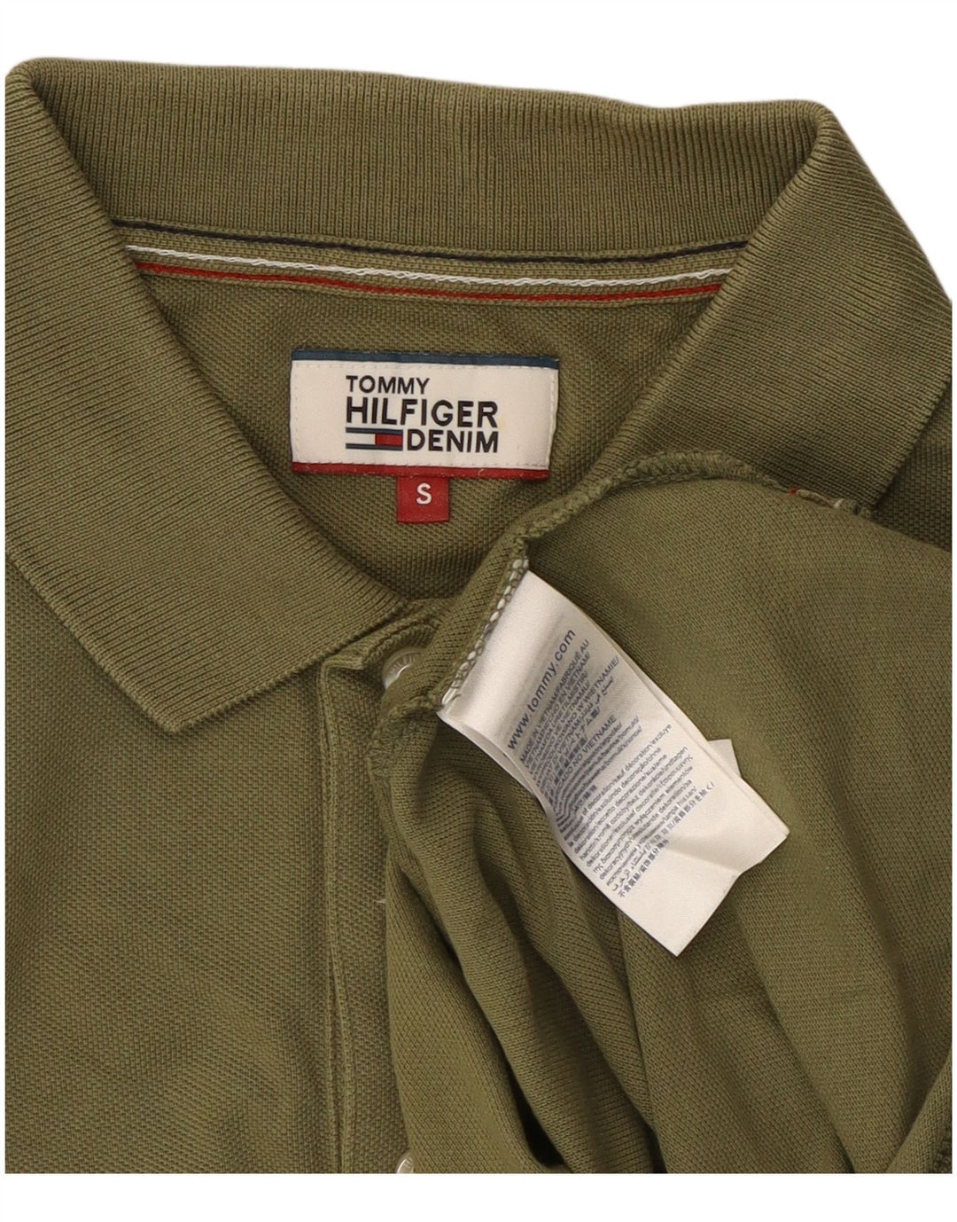 Męska koszulka polo Tommy Hilfiger, mała, bawełniana w kolorze khaki