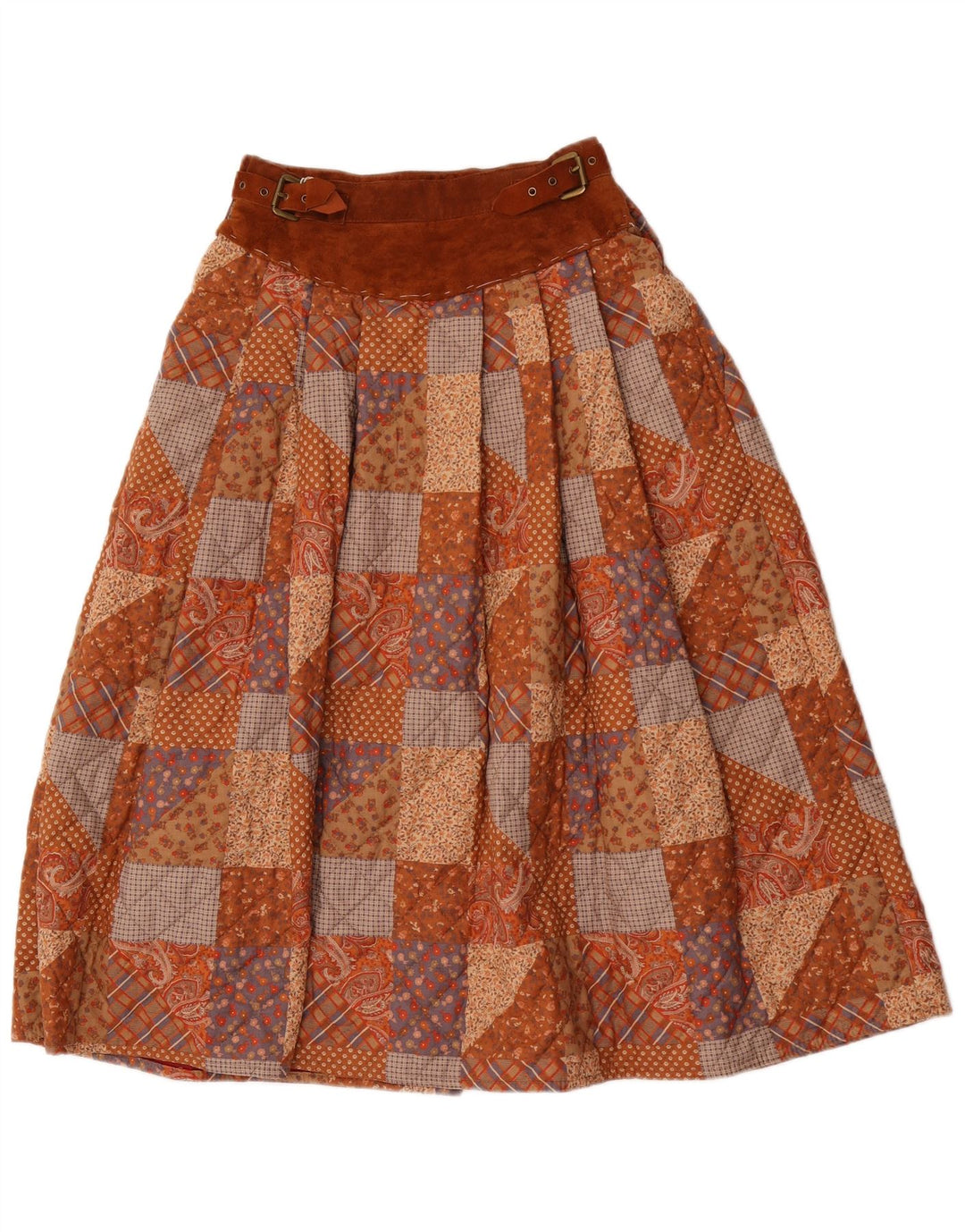 Damska rozkloszowana spódnica Sportmax UK 12 Medium W24 Brązowy patchworkowy poliester