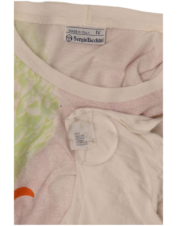 SERGIO TACCHINI Damska koszulka z grafiką Top US 12, duża, biała, z bawełny w kwiaty