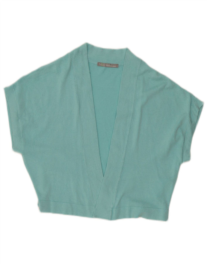 Marks & Spencer Damski sweter rozpinany typu Crop Open, UK 12, średni turkus