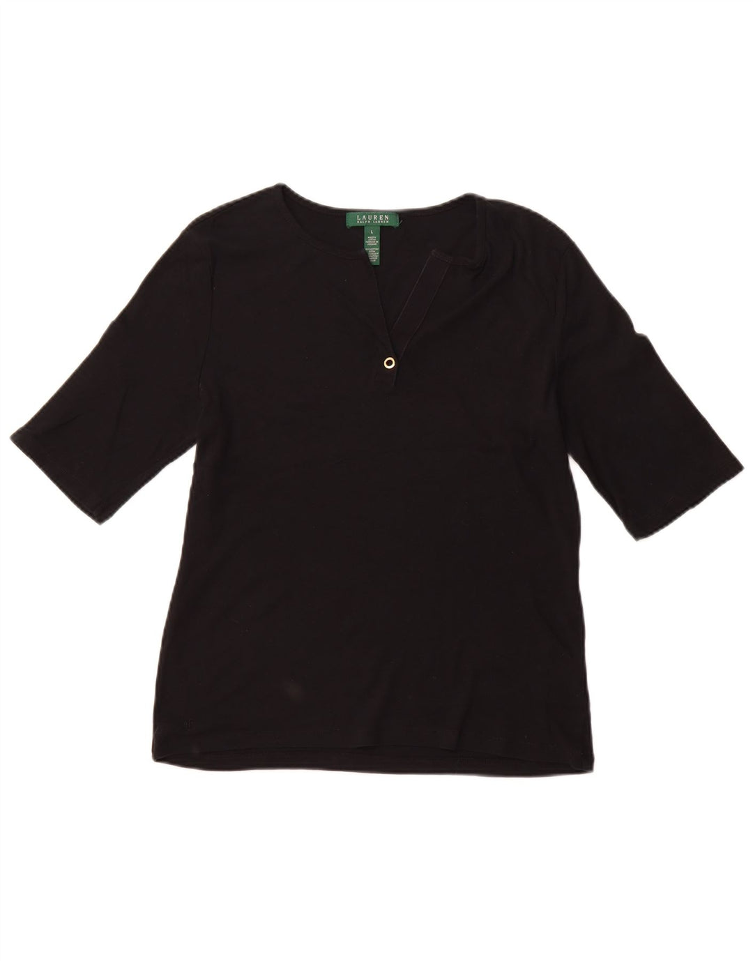 RALPH LAUREN Damski T-shirt Top, duży, czarny, bawełniany