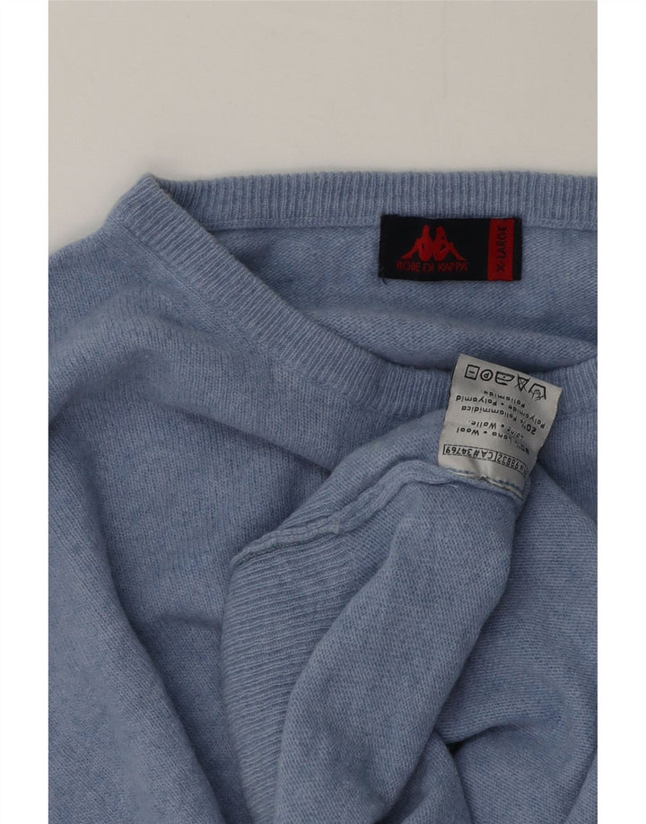 Męski sweter z okrągłym dekoltem Kappa XL, niebieska wełna