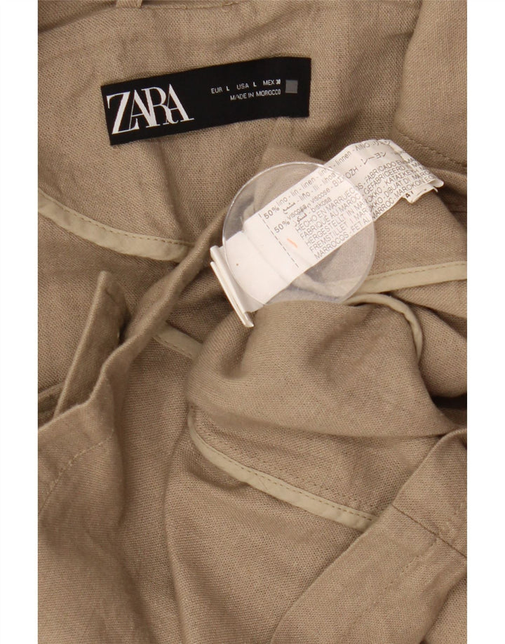 Damska marynarka Zara Crop Oversize z podwójnymi piersiami, UK 16, duża, khaki