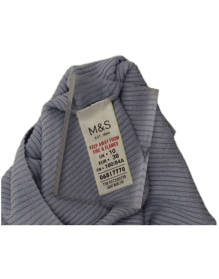 Marks & Spencer Damski top z długim rękawem UK 10 Small, niebieska wiskoza