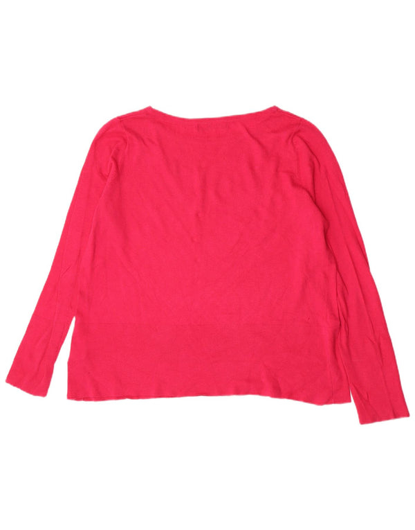 Marks & Spencer Damski sweter z dekoltem w łódkę, UK 14, duży, różowy, bawełniany