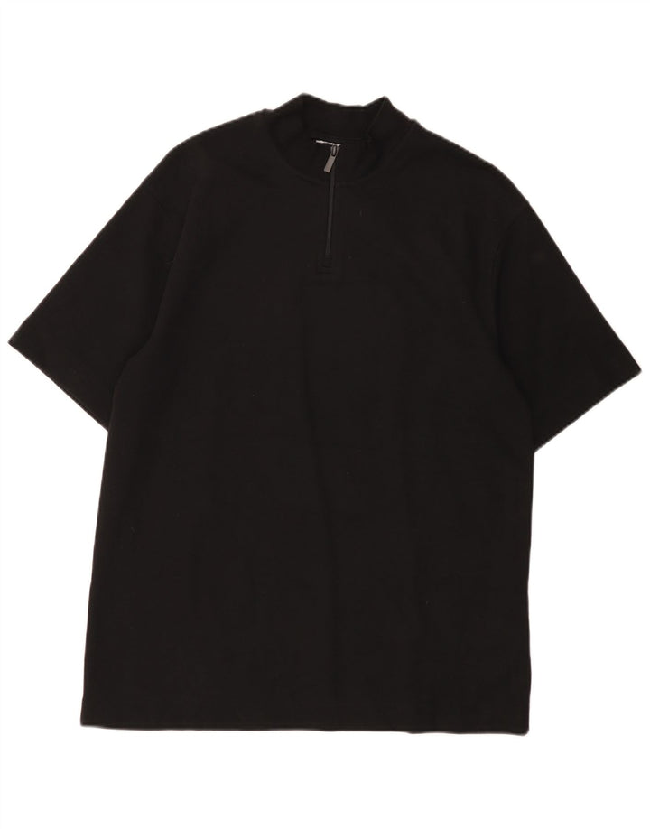 T-shirt damski Zara z zamkiem błyskawicznym, UK 14, średnia czarna bawełna