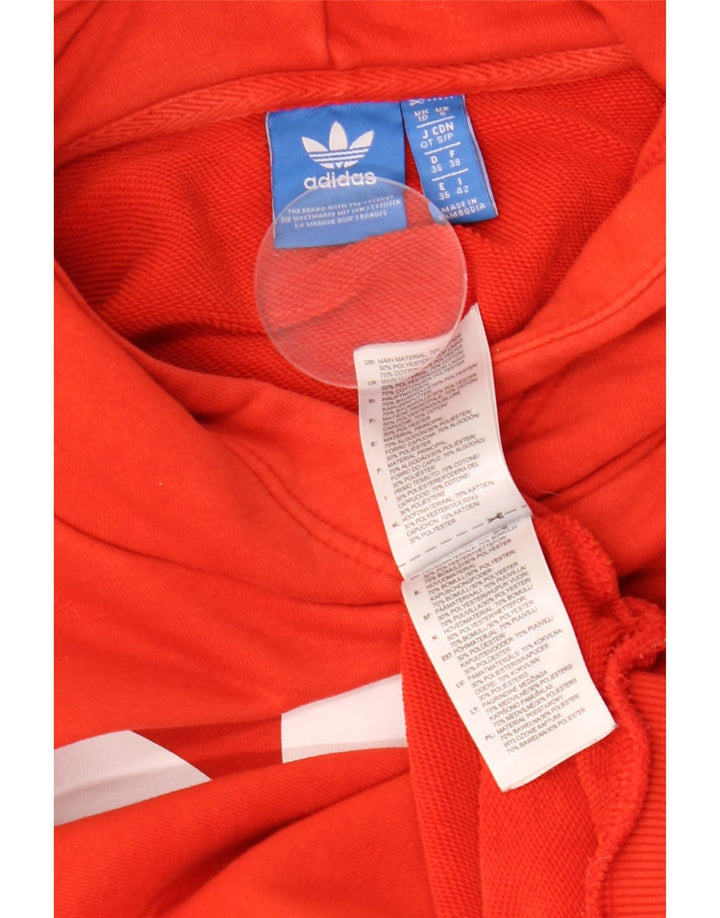 Damski sweter oversize z kapturem ADIDAS z grafiką UK 10, mały, pomarańczowy, bawełniany