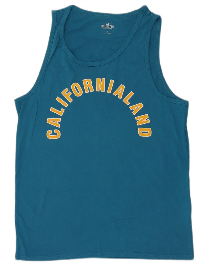 HOLLISTER Męska kamizelka z grafiką, mała, niebieska, bawełniana