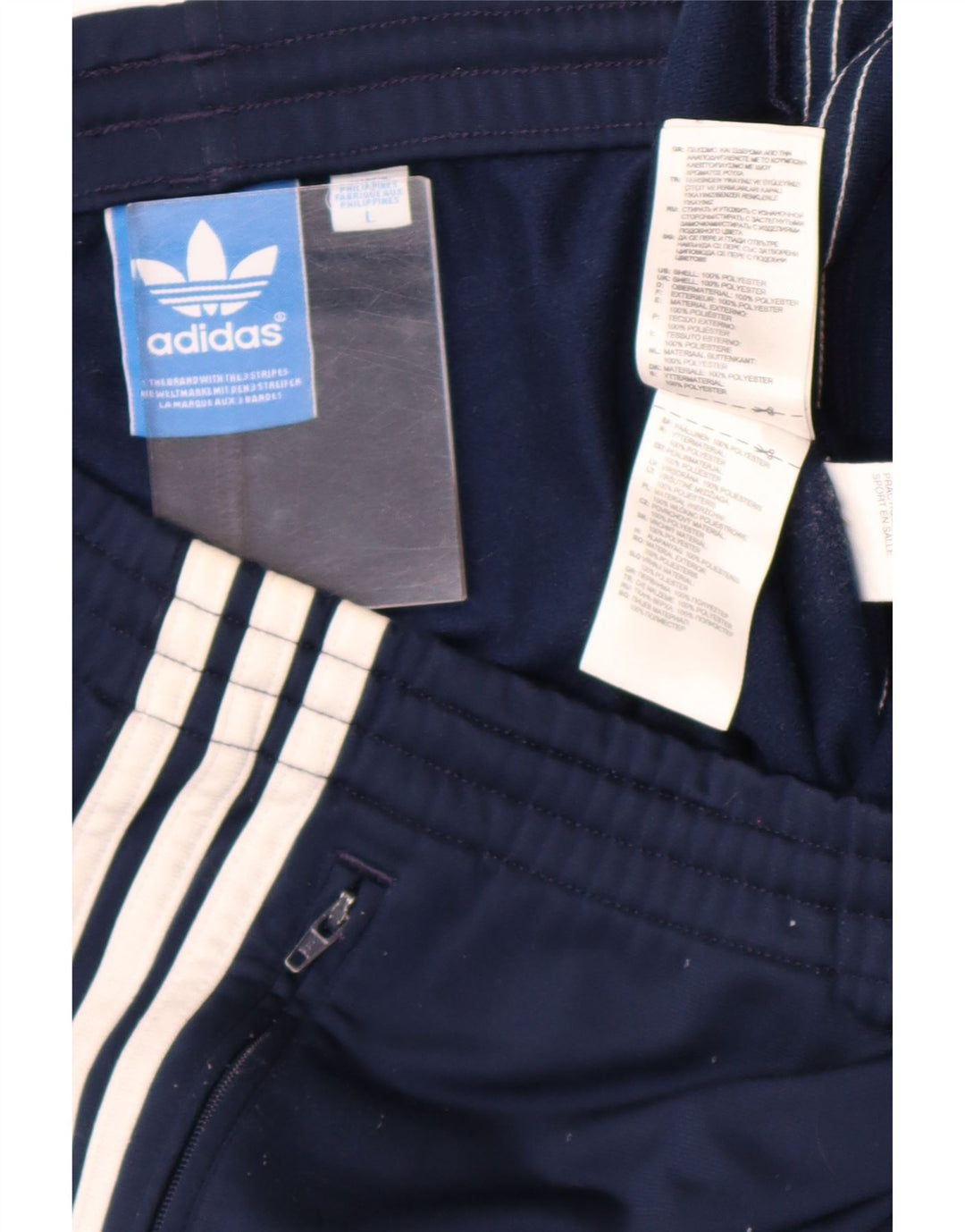 Męskie spodnie dresowe Adidas, duże, granatowe, poliestrowe