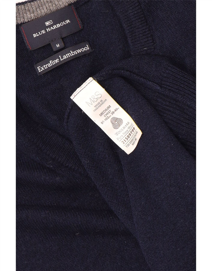 Męski podkoszulek MARKS & SPENCER w kolorze niebieskim z kamizelką Harbour, średni granatowy wełniany