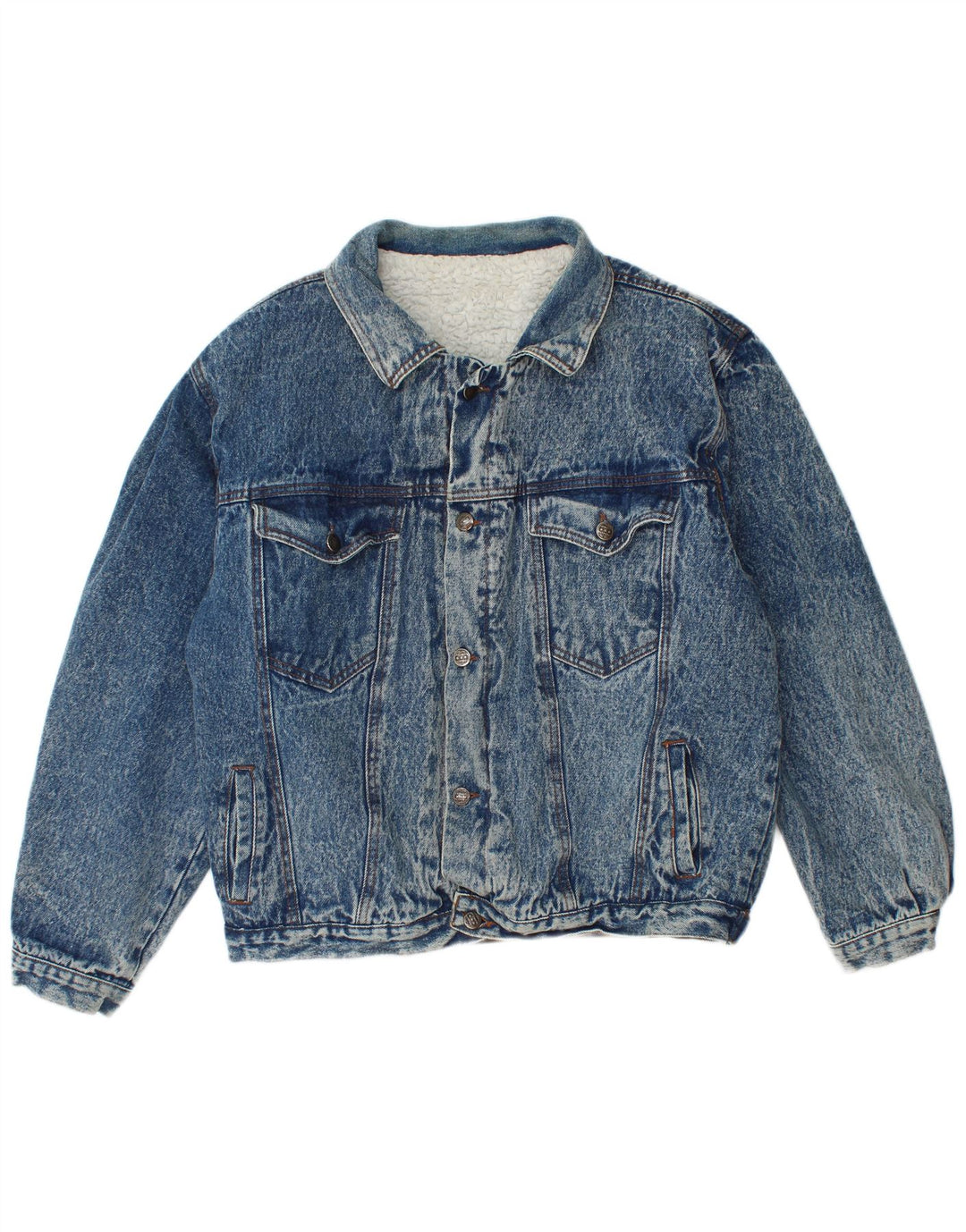 Vintage męska kurtka dżinsowa Sherpa IT 48, średnia niebieska bawełna