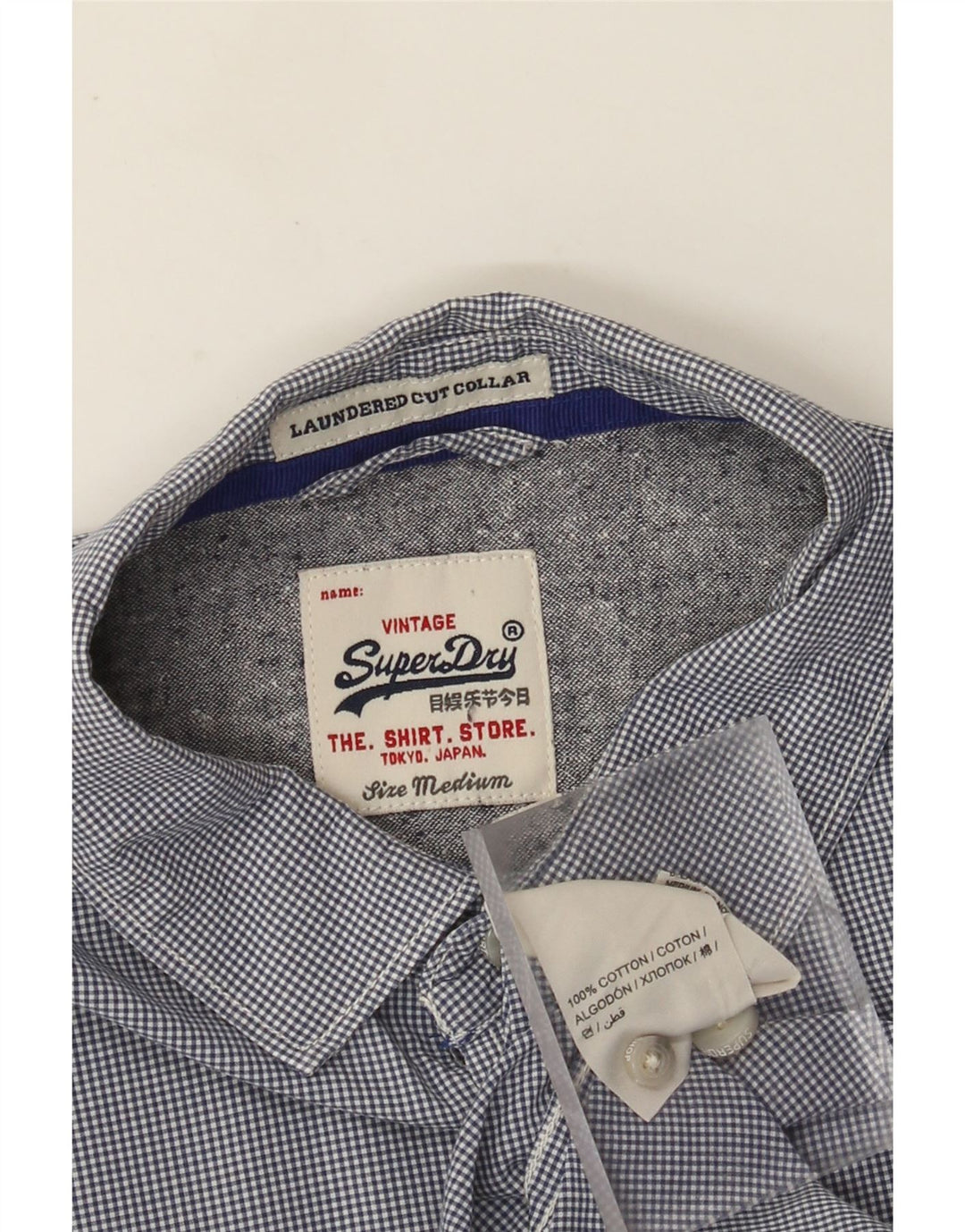 Koszula męska Superdry, średnia, granatowa, bawełniana w kratkę