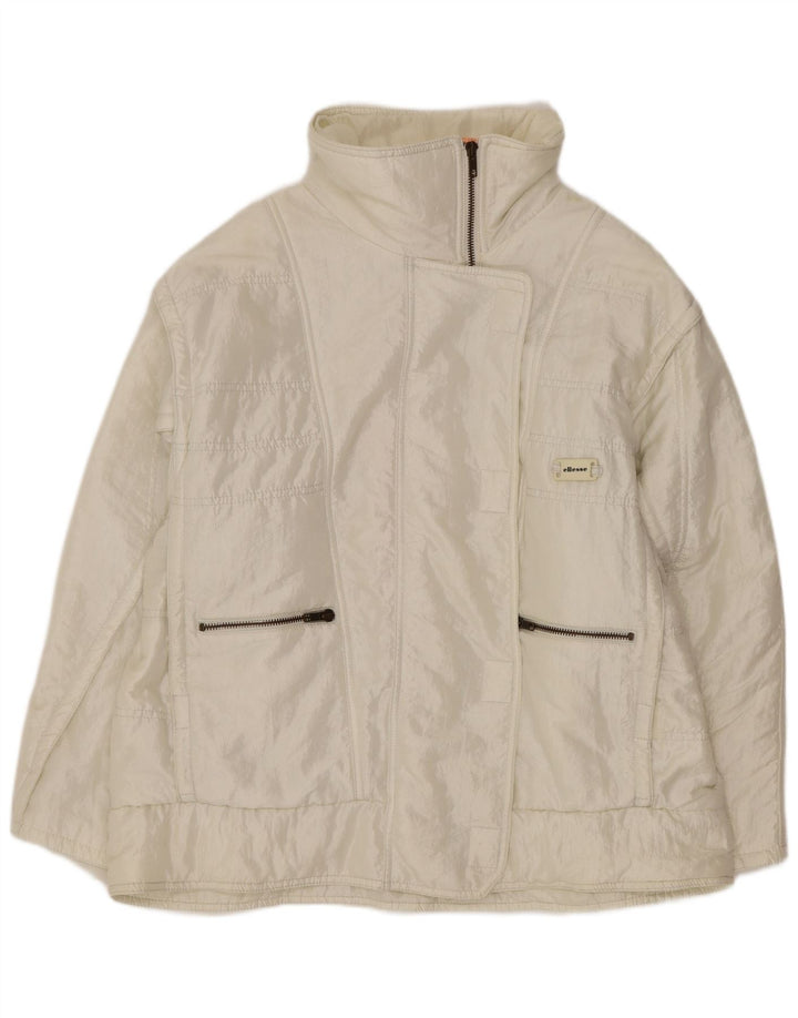 Damska wyściełana kurtka Ellesse o luźnym kroju IT 48 XL, biała, nylonowa, retro