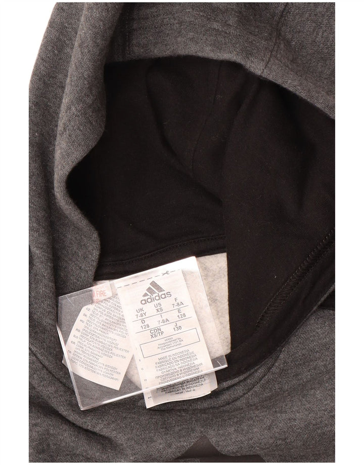 Chłopięcy sweter z kapturem ADIDAS z grafiką, 7-8 lat, szary poliester