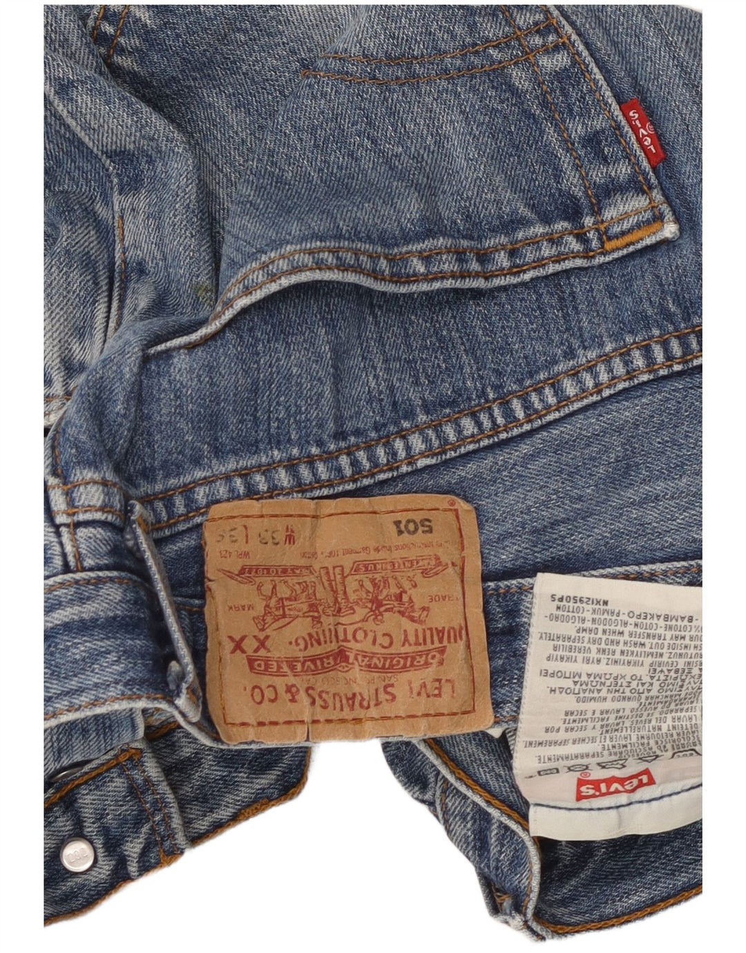 Męskie dżinsy Levi's 501 Straight W33 L29 Niebieskie bawełniane