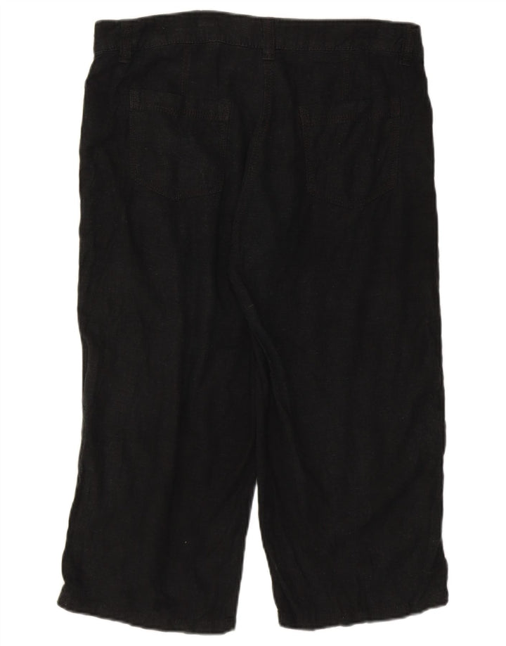 Marks & Spencer Damskie spodnie Capri UK 12 Medium W32 Czarne lniane