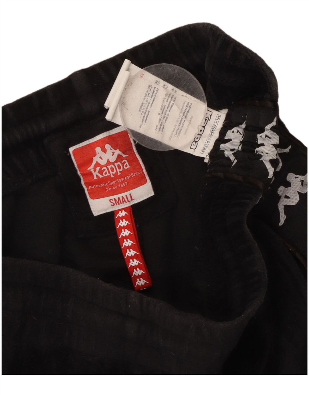 Damskie spodnie dresowe Kappa z grafiką UK 10, małe, czarne, bawełniane