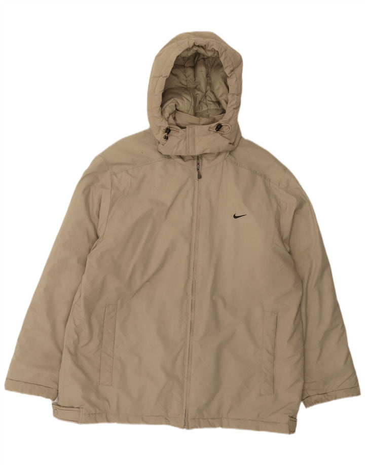 Męska kurtka wiatrówka z kapturem Nike UK 42/44 Duży beżowy poliester