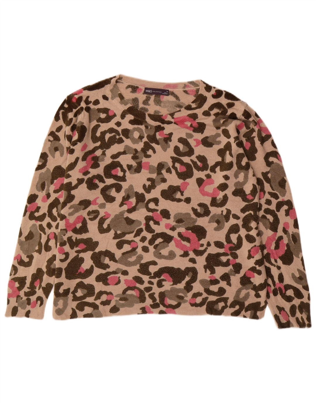Marks & Spencer Damski sweter z dekoltem w łódkę, UK 16, duży, beżowy