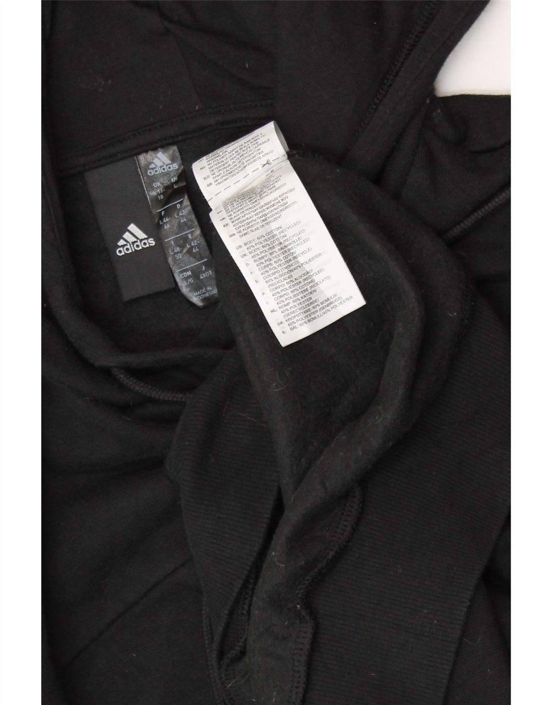 Damski sweter oversize z kapturem ADIDAS UK 16/18, duży, czarny, bawełniany