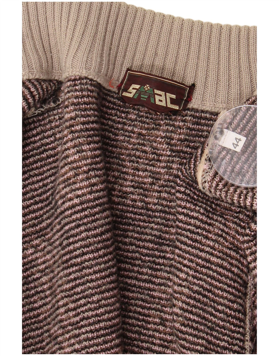 Damski sweter rozpinany o przedłużonym kroju VINTAGE IT 44 Średni brązowy geometryczny