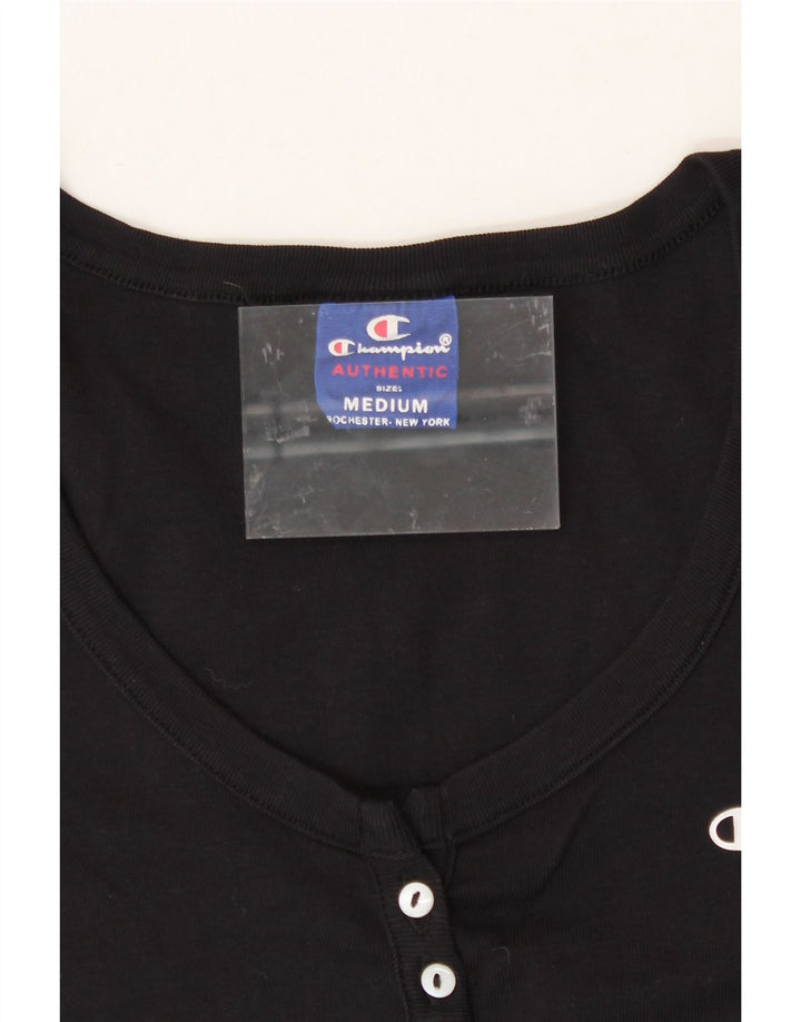 CHAMPION Womens T-Shirt Top UK 12 Medium Black Cotton Vintage Champion and Second-Hand Champion from Messina Hembry 