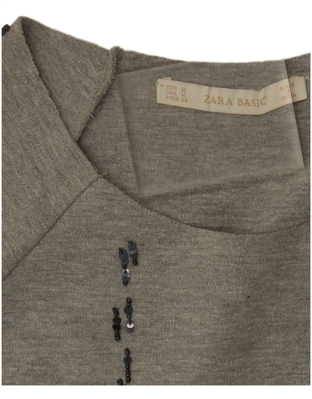 Damski top oversize Zara z rękawem 3/4, UK 14, średnia szara kratka