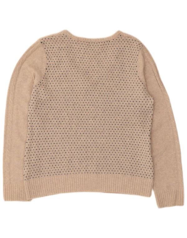 Crew Clothing Damski sweter z dekoltem w kształcie litery V, UK 14 Medium Beige Fair Isle