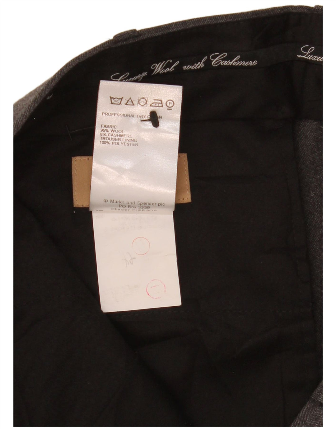 Męskie proste spodnie garniturowe MARKS & SPENCER W36 L29 Szara wełna