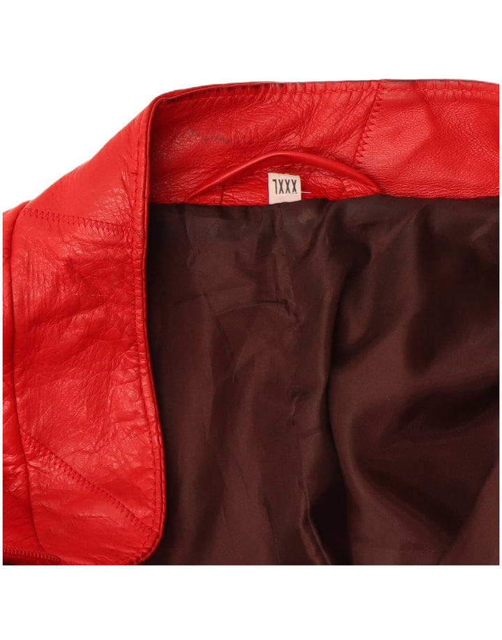 Vintage damska kurtka skórzana UK 22 3XL czerwona skóra