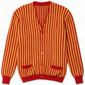 Męski sweter rozpinany w stylu vintage, średnie żółte paski