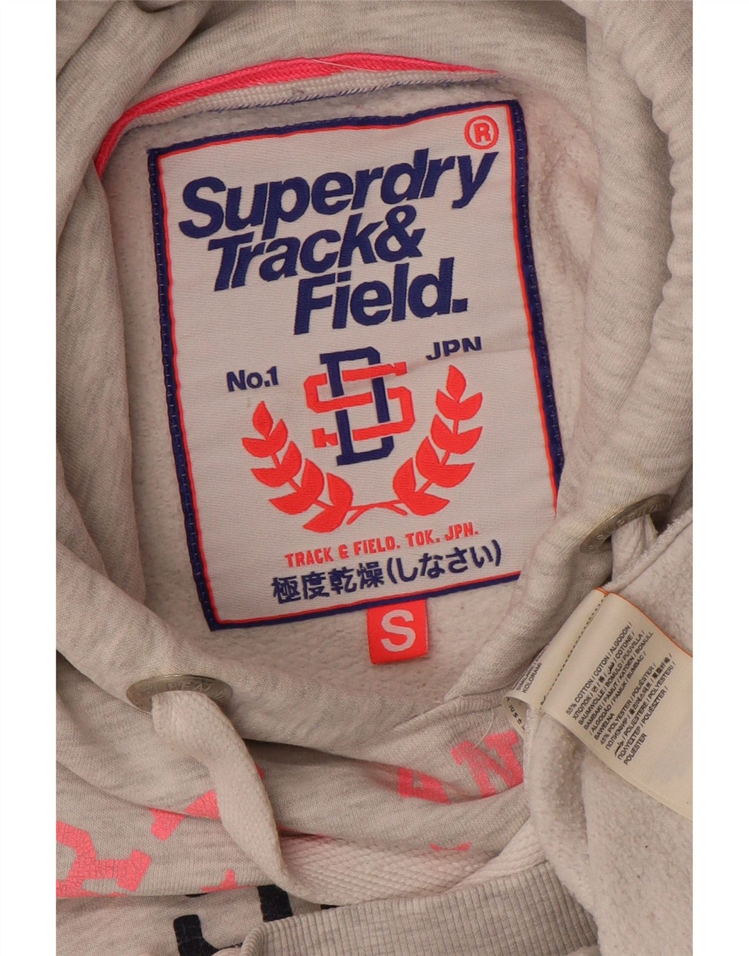Damski sweter z kapturem i grafiką SUPERDRY UK 10 Small, szary, bawełniany