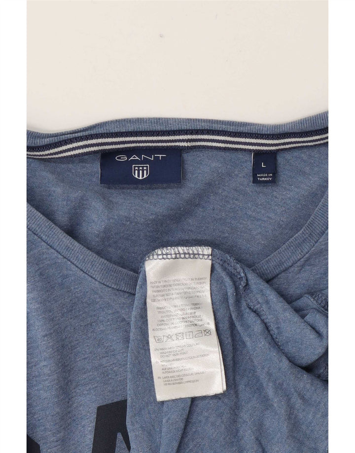 Męski T-shirt z grafiką Gant, duży, niebieski, bawełniany