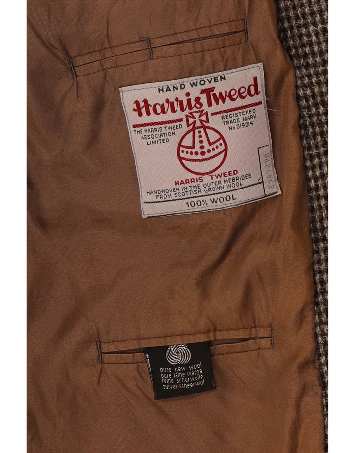 Męska marynarka zapinana na 2 guziki Harris Tweed UK 38 Średni brąz w pepitkę